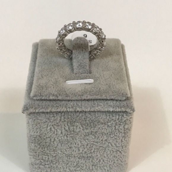 Sterling Silver Pave Setting CZ Eternity Band - Picture 4 of 7